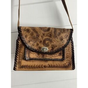Vintage Mexican Tooled Leather Brown Purse